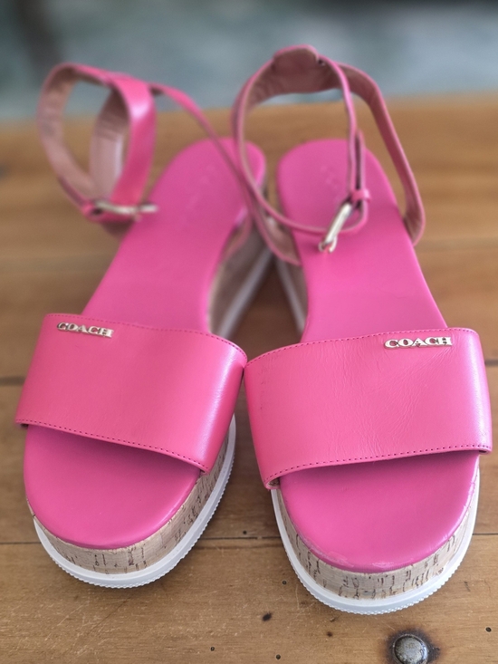 Coach Shoes - COACH Talulah Fuchsia Pink Cork Platform Sandals
